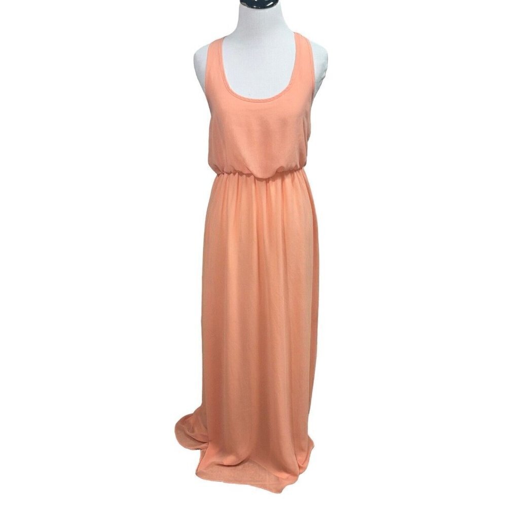 Anthropologie Pins & Needles Women's Size XS Maxi Dress Chiffon Sleeveless Peach